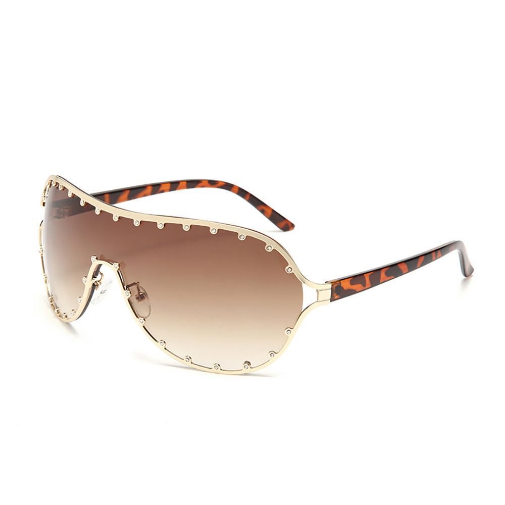 Wholesale Conjoined Y2k Large Frame Rivet PC Sunglasses